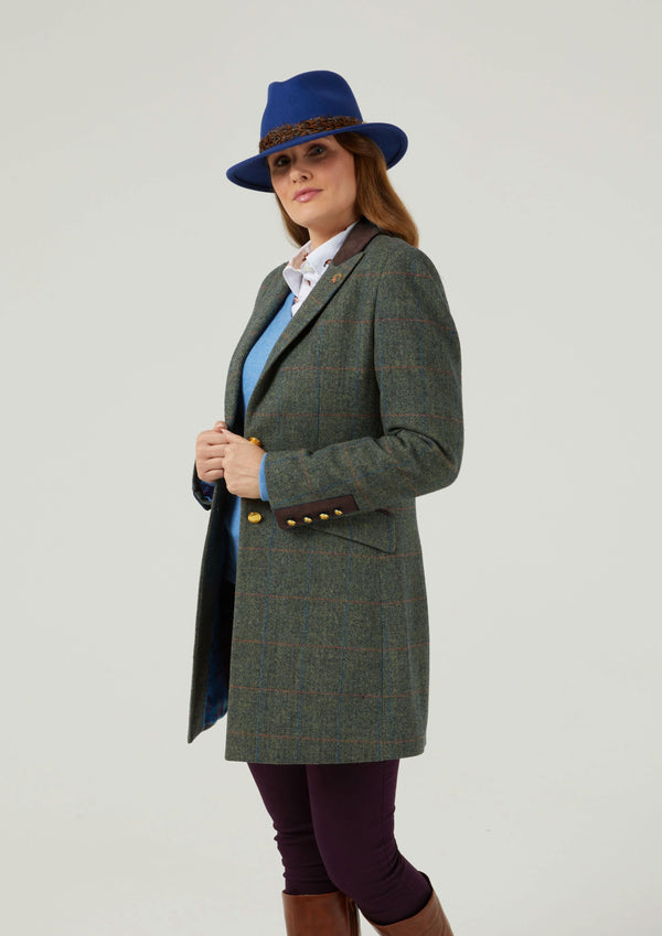 Alan Paine Combrook Ladies Mid-Thigh Coat In Spruce - Regular Fit