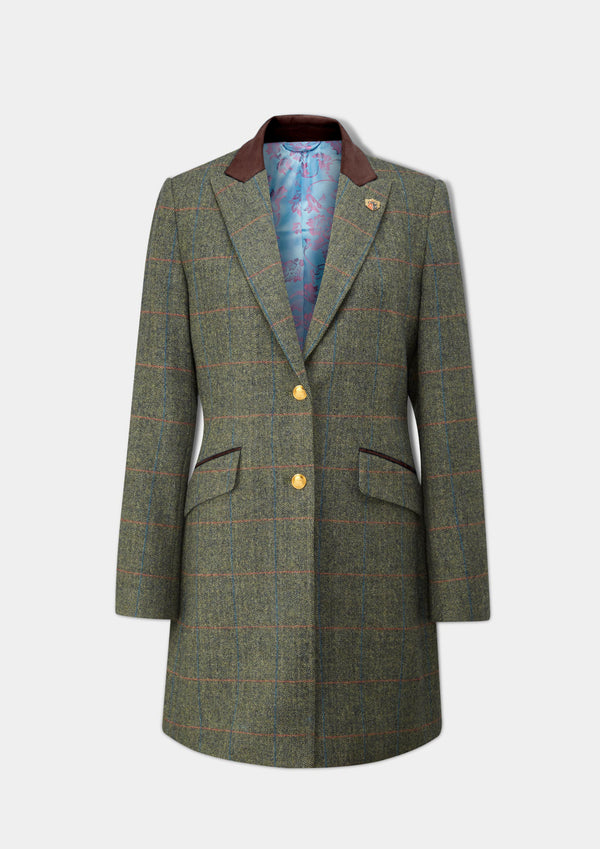 alan paine Combrook Ladies Mid-Thigh Coat In Spruce - Regular Fit