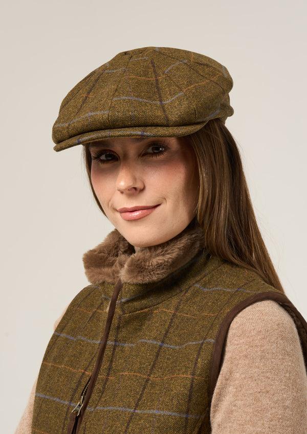 Alan Paine Combrook Ladies Tweed Country Cap In Hazel