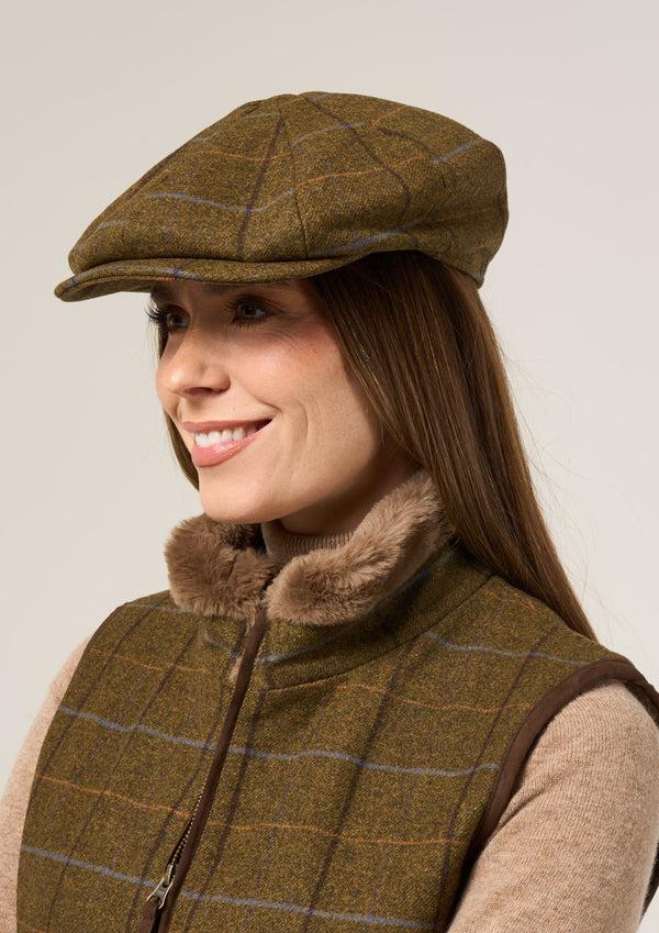 Alan Paine Combrook Ladies Tweed Country Cap In Hazel