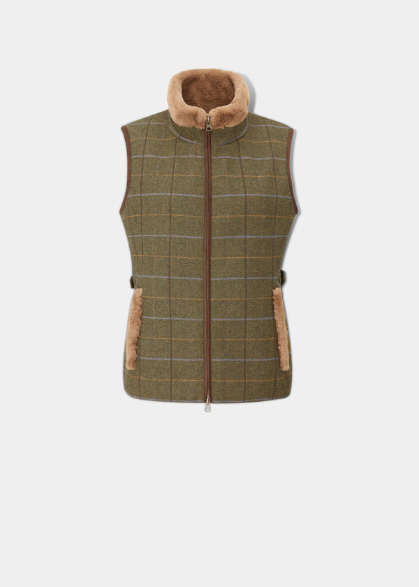 alan paine Combrook Ladies Tweed Gilet In Hazel - Regular Fit