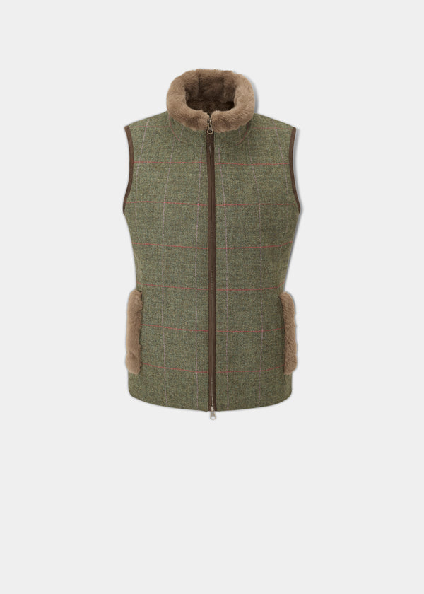 alan paine Combrook Ladies Tweed Gilet In Heath - Regular Fit