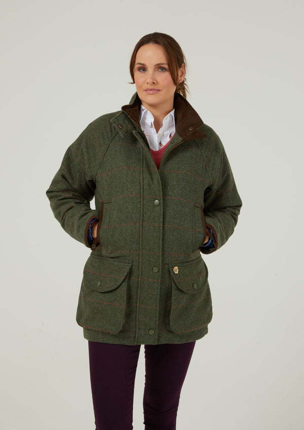 Alan Paine Combrook Ladies Tweed Shooting Coat In Heath - Shooting Fit
