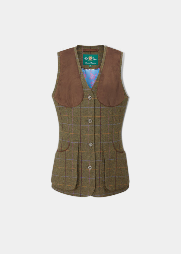 alan paine Combrook Ladies Tweed Shooting Waistcoat In Hazel - Regular Fit