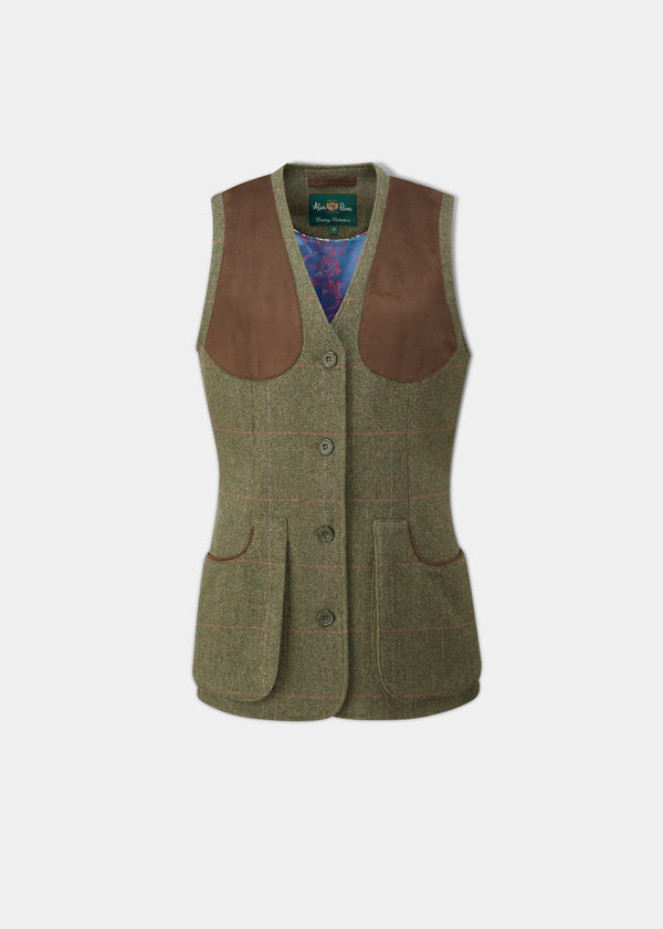 alan paine Combrook Ladies Tweed Shooting Waistcoat In Heath - Regular Fit