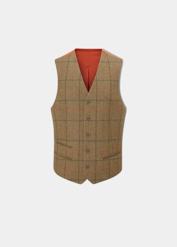 alan paine Combrook Men's Tweed Lined-Back Waistcoat In Thyme - Regular Fit