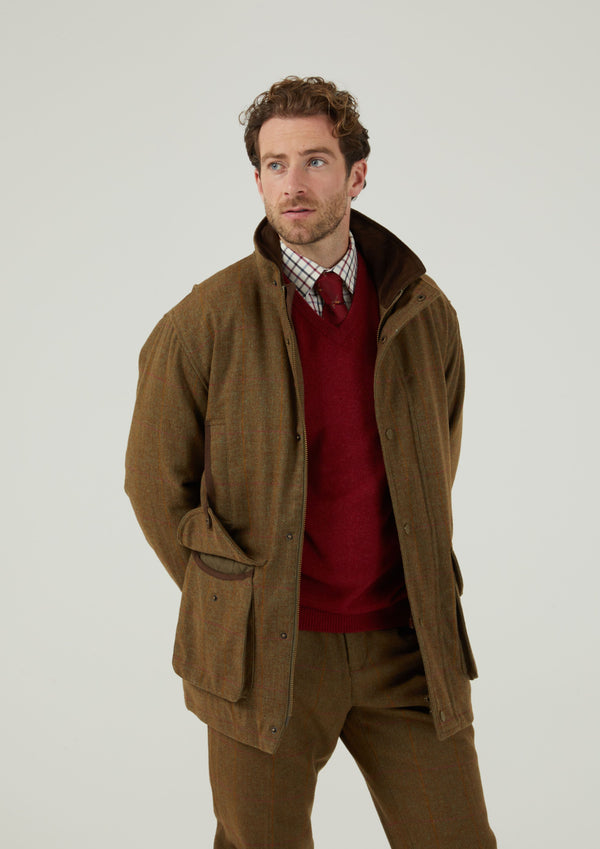 Alan Paine Combrook Men's Tweed Shooting Field Coat In Hawthorn - Shooting Fit