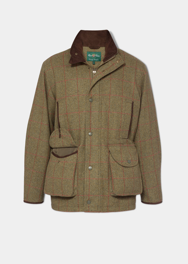 alan paine Combrook Men's Tweed Shooting Field Coat In Sage - Shooting Fit