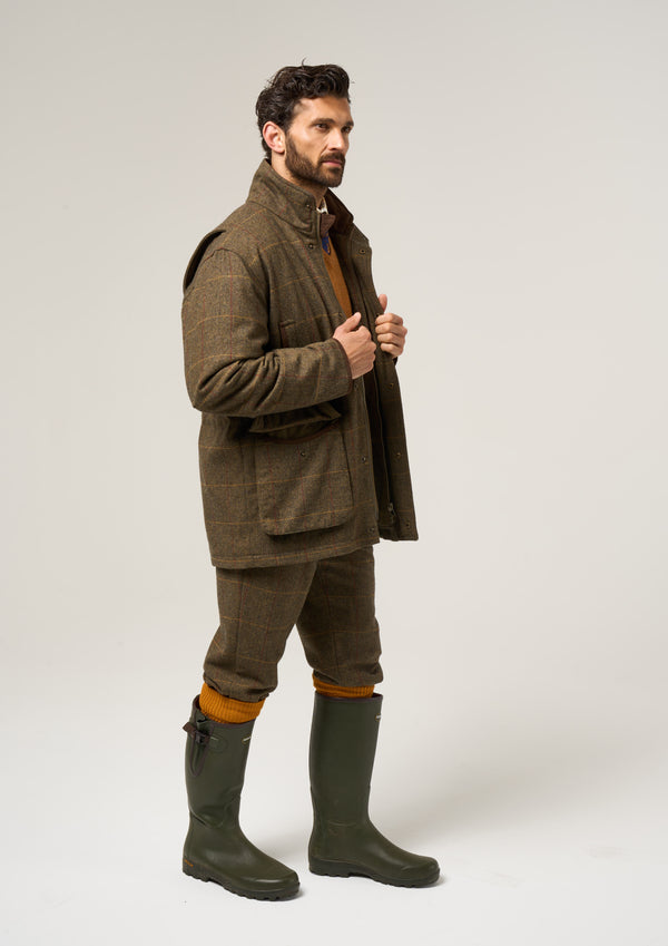 Alan Paine Combrook Men's Tweed Shooting Field Coat In Teak - Shooting Fit
