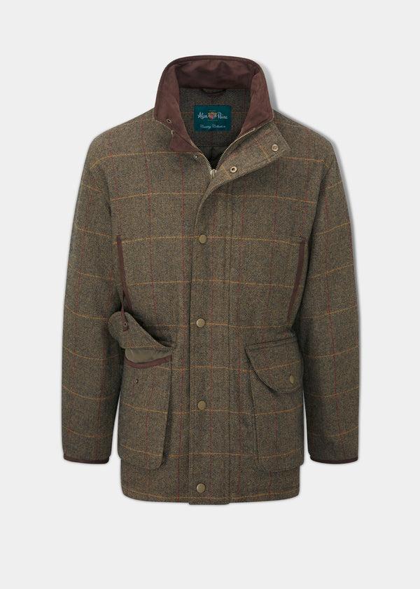 alan paine Combrook Men's Tweed Shooting Field Coat In Teak - Shooting Fit
