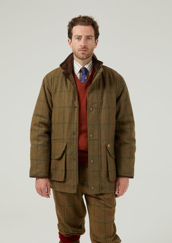 Alan Paine Combrook Men's Tweed Shooting Field Coat In Thyme - Shooting Fit