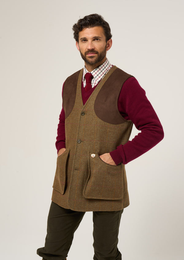 Alan Paine Combrook Men's Tweed Shooting Waistcoat In Hawthorn - Shooting Fit