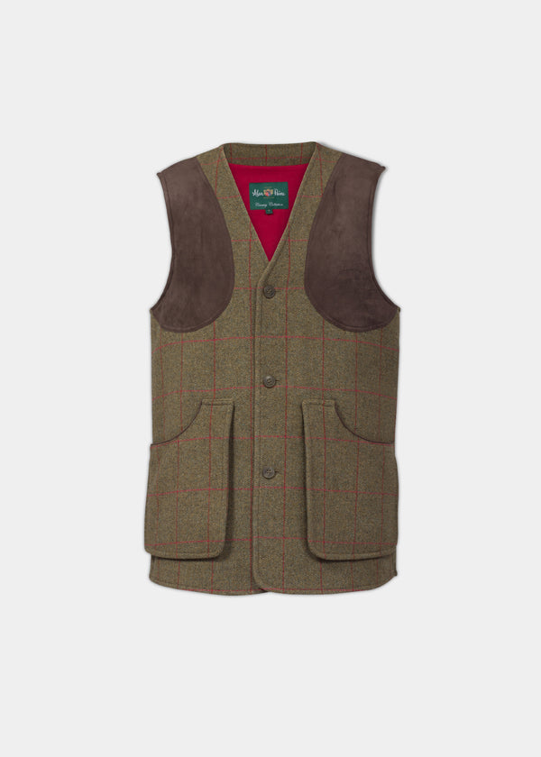 alan paine Combrook Men's Tweed Shooting Waistcoat in Sage - Shooting Fit