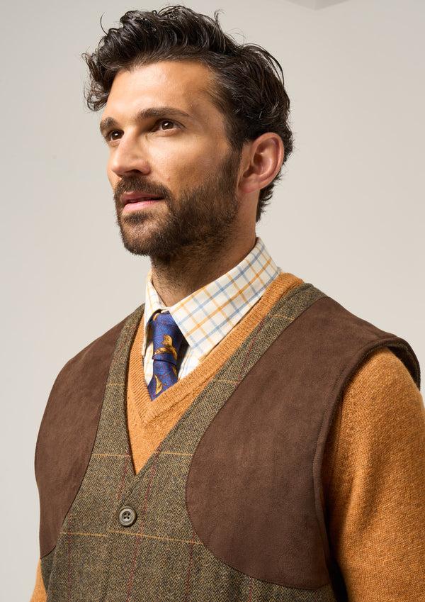 Alan Paine Combrook Men's Tweed Shooting Waistcoat In Teak - Shooting Fit