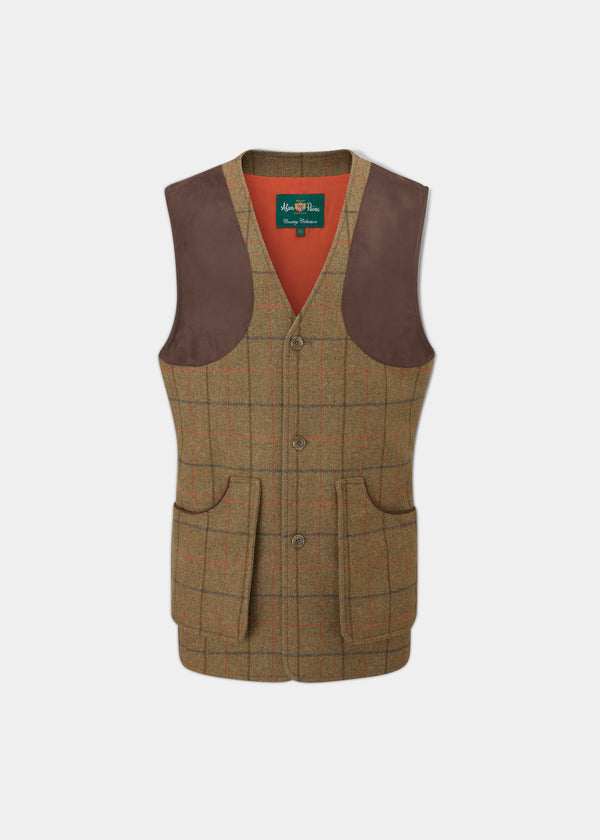 alan paine Combrook Men's Tweed Shooting Waistcoat in Thyme - Shooting Fit
