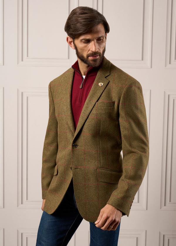 Alan Paine Combrook Men's Tweed Sports Blazer In Sage - Regular Fit