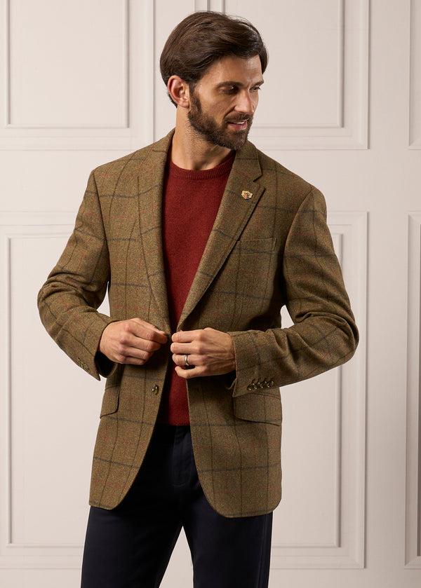 Alan Paine Combrook Men's Tweed Sports Blazer In Thyme - Regular Fit