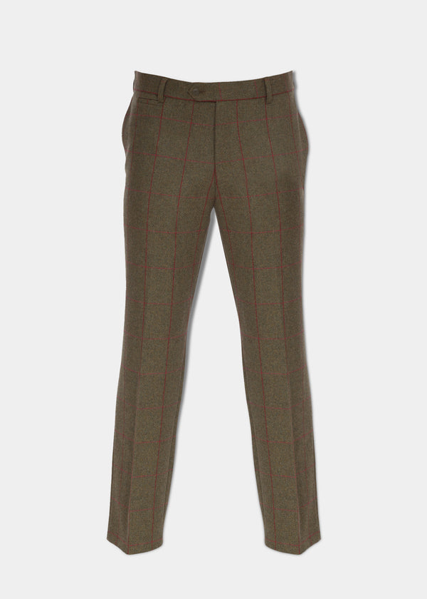 alan paine Combrook Men's Tweed Trousers In Sage - Regular Fit