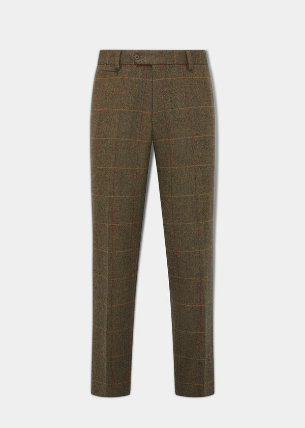 alan paine Combrook Men's Tweed Trousers In Teak - Regular Fit