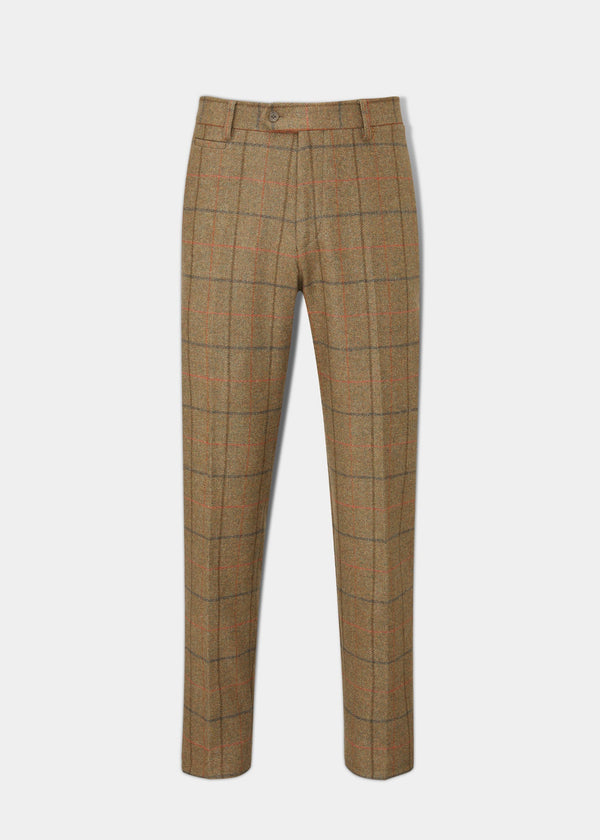 alan paine Combrook Men's Tweed Trousers In Thyme - Regular Fit