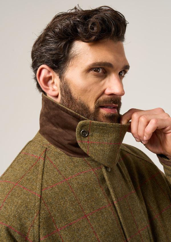 Alan Paine Combrook Men's Waterproof Tweed Coat In Sage - Regular Fit