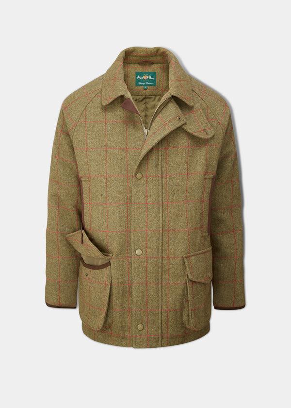 alan paine Combrook Men's Waterproof Tweed Coat In Sage - Regular Fit