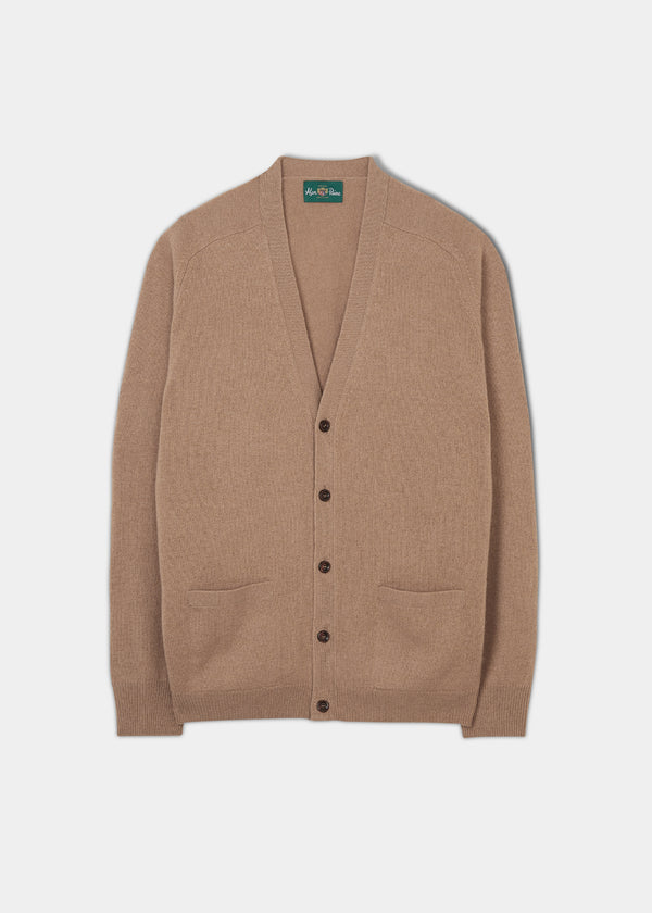 alan paine Cornwall Lambswool Cardigan in Camel - Classic Fit