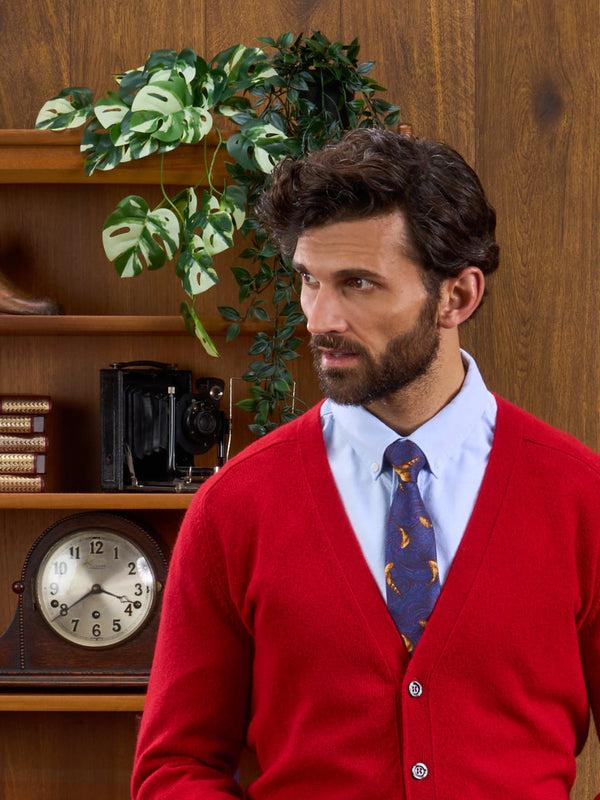 Alan Paine Cornwall Lambswool Cardigan In Dubonnet - Classic Fit