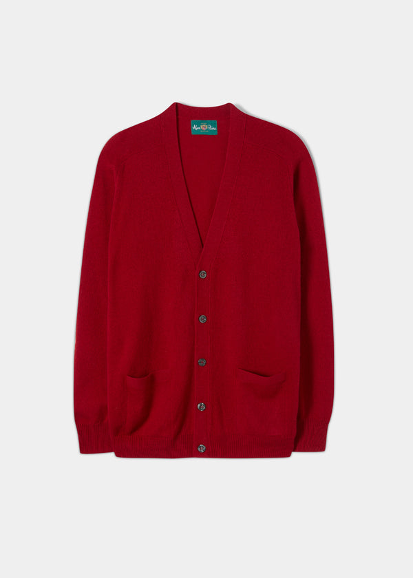 alan paine Cornwall Lambswool Cardigan in Dubonnet - Classic Fit