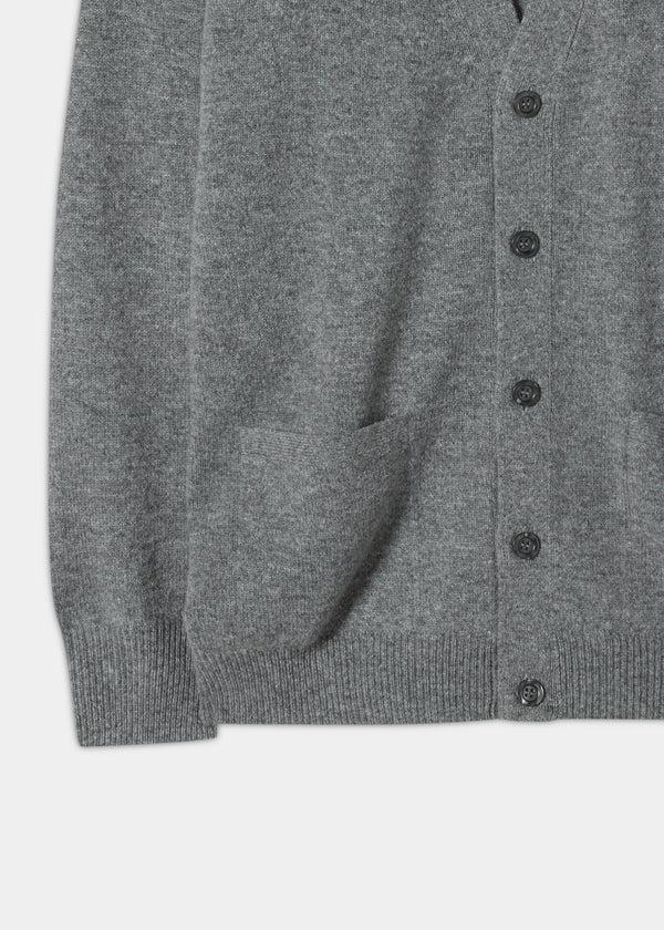 Alan Paine Cornwall Lambswool Cardigan In Grey Mix - Classic Fit