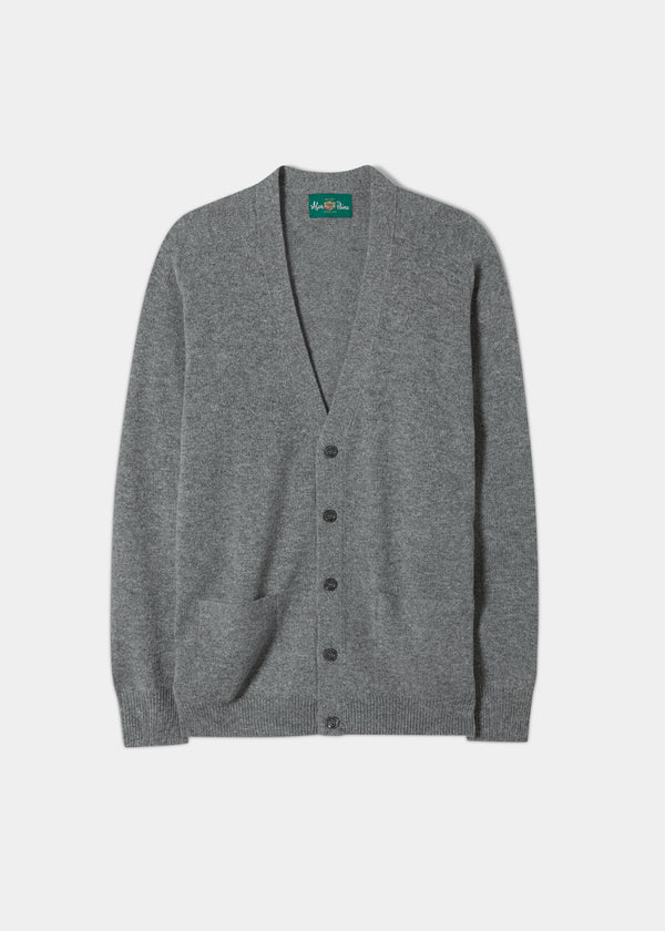 alan paine Cornwall Lambswool Cardigan in Grey Mix - Classic Fit