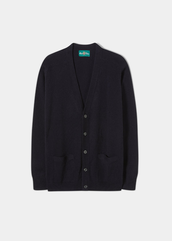 alan paine Cornwall Lambswool Cardigan in Navy - Classic Fit