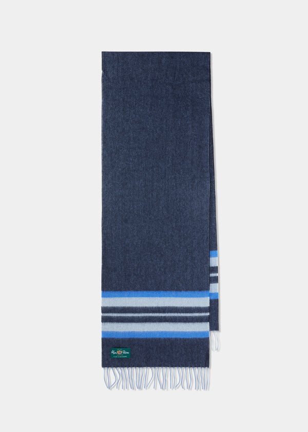 alan paine Cove Block Stripe Cashmere Scarf In Marine