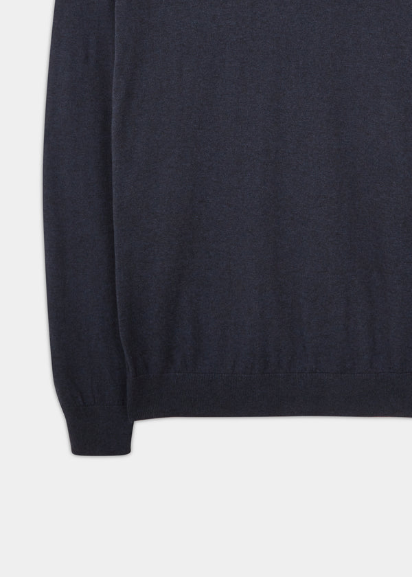 Alan Paine Cromford Luxury Cotton Jumper In Dark Navy