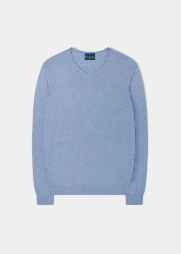 alan paine Cromford Luxury Cotton Jumper In Steel Blue