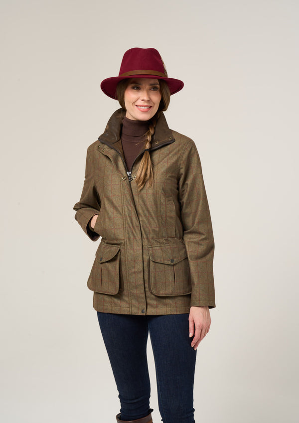 Alan Paine Didsmere Ladies Technical Tweed Coat In Pine - Regular Fit