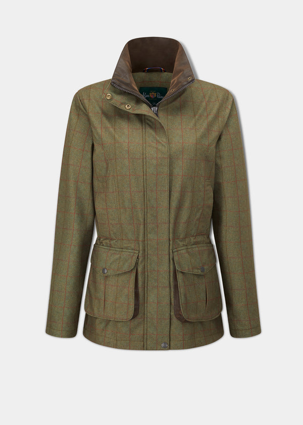 alan paine Didsmere Ladies Technical Tweed Coat In Pine - Regular Fit