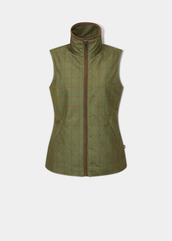 alan paine Didsmere Ladies Technical Tweed Gilet In Pine - Regular Fit
