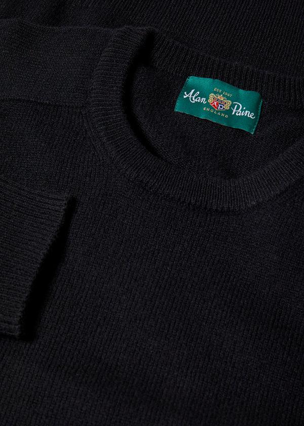Alan Paine Dorset Men's Lambswool Jumper In Black - Classic Fit