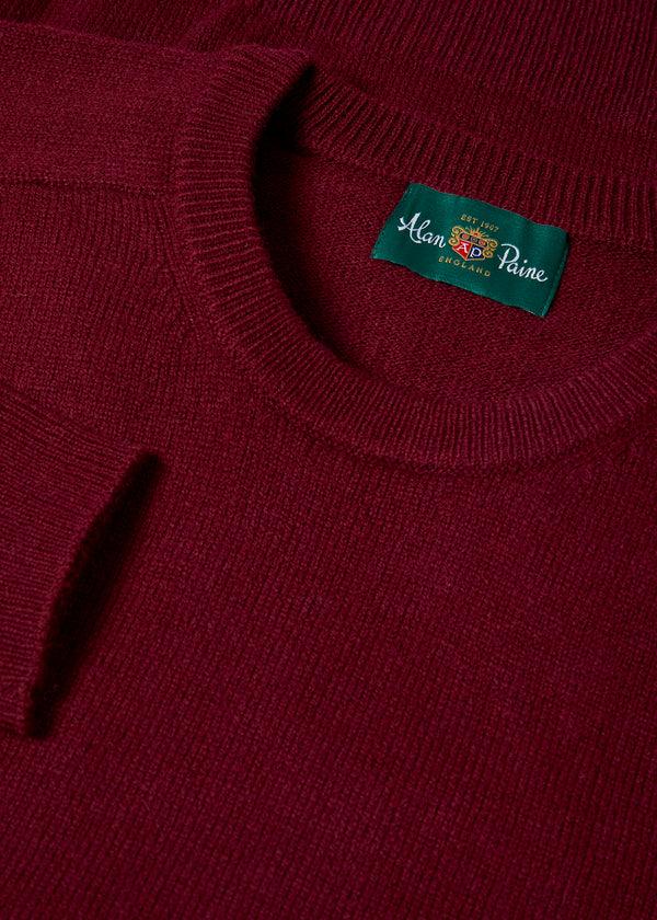 Alan Paine Dorset Men's Lambswool Jumper In Bordeaux - Classic Fit