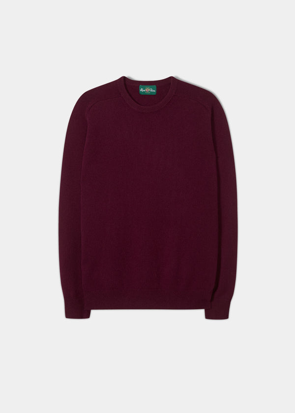 alan paine Dorset Men's Lambswool Jumper in Bordeaux - Classic Fit