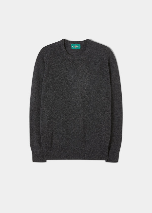 alan paine Dorset Men's Lambswool Jumper in Charcoal - Classic Fit