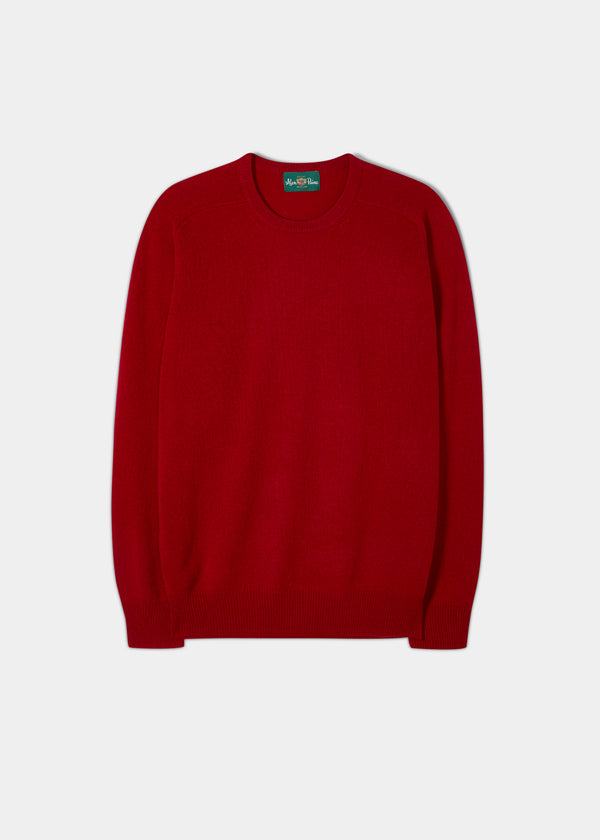 alan paine Dorset Men's Lambswool Jumper in Dubonnet - Classic Fit