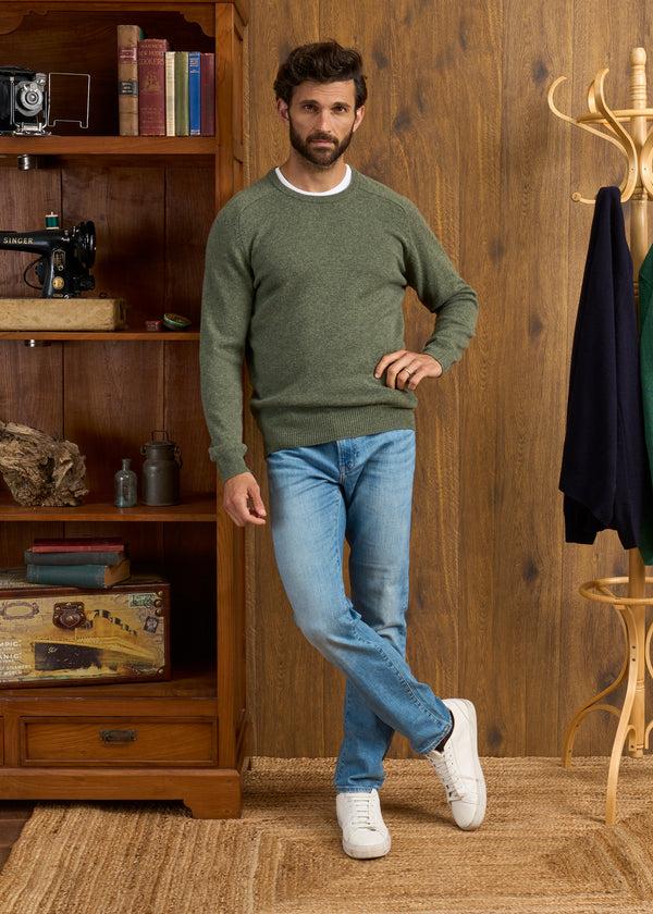 Alan Paine Dorset Men's Lambswool Jumper In Landscape - Classic Fit