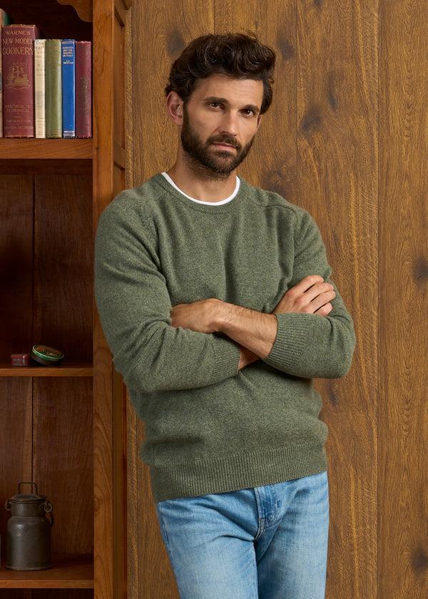Alan Paine Dorset Men's Lambswool Jumper In Landscape - Classic Fit