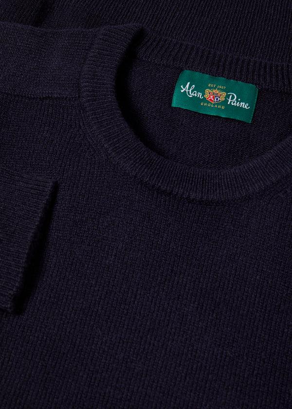 Alan Paine Dorset Men's Lambswool Jumper In Navy - Classic Fit