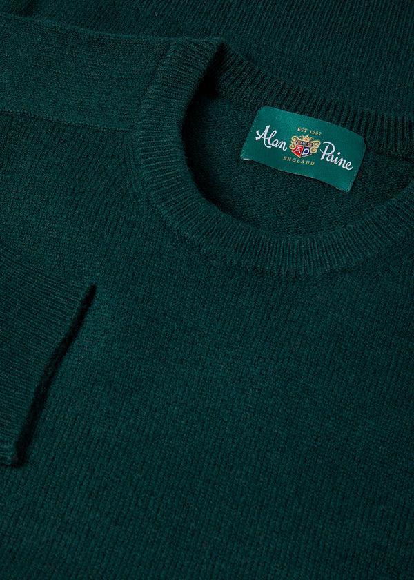 Alan Paine Dorset Men's Lambswool Jumper In Tartan Green - Classic Fit