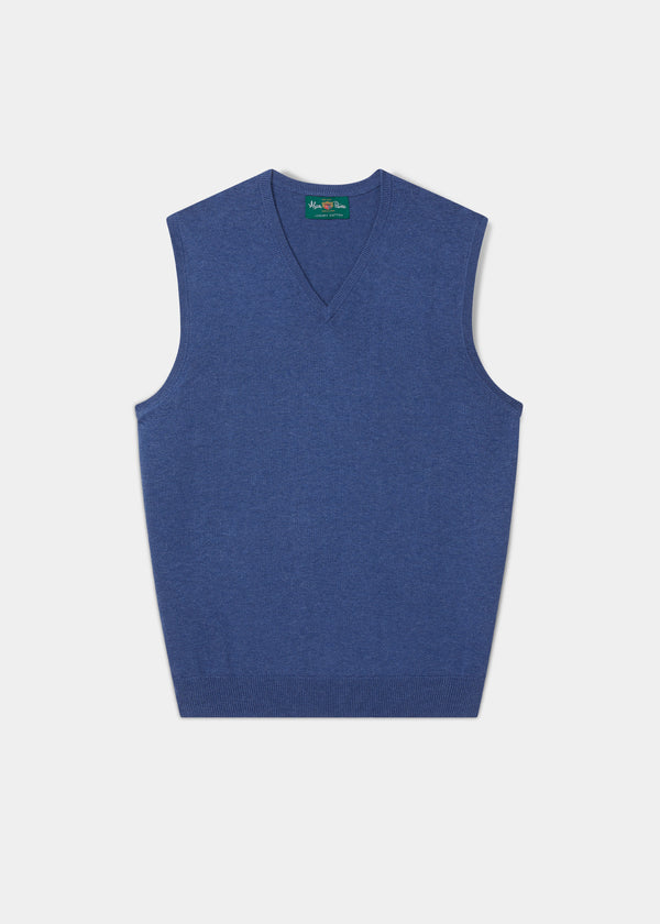 alan paine Ellerby Cotton Cashmere Slipover In Indigo