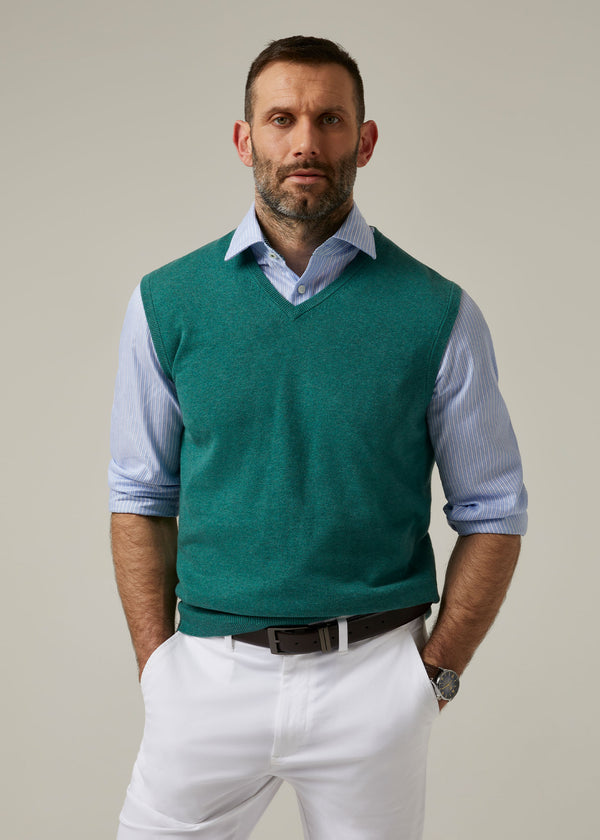 Alan Paine Ellerby Cotton Cashmere Slipover In Moorland