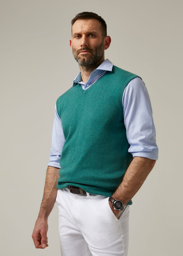 Alan Paine Ellerby Cotton Cashmere Slipover In Moorland